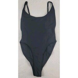Fashion Nova One Piece Swimsuit Sz L Black Highrise French Cut NWT